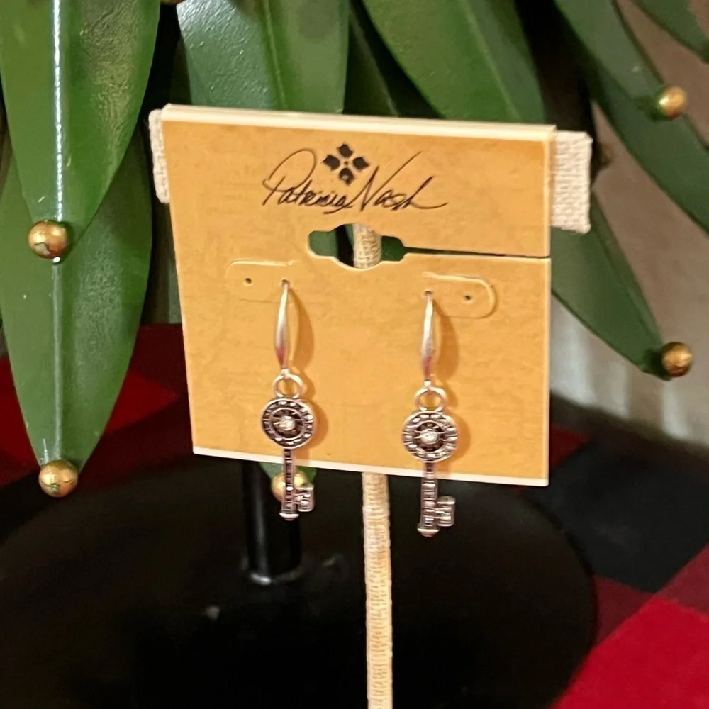 Patricia Nash Silver Key Charm Earrings